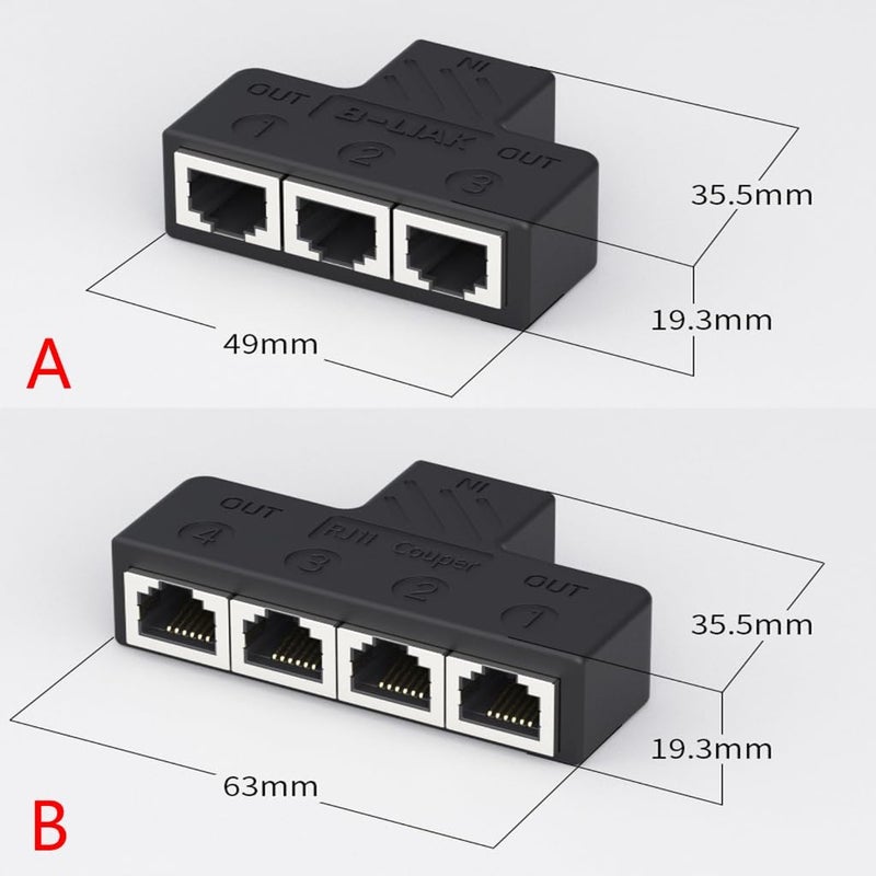 One To Four B RJ11 6P6C Telephone Wall Adapter 3 Port 4 Port Phone Splitter Extension Expand Connection - Image 2